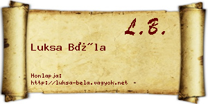 Luksa Béla névjegykártya