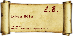 Luksa Béla névjegykártya